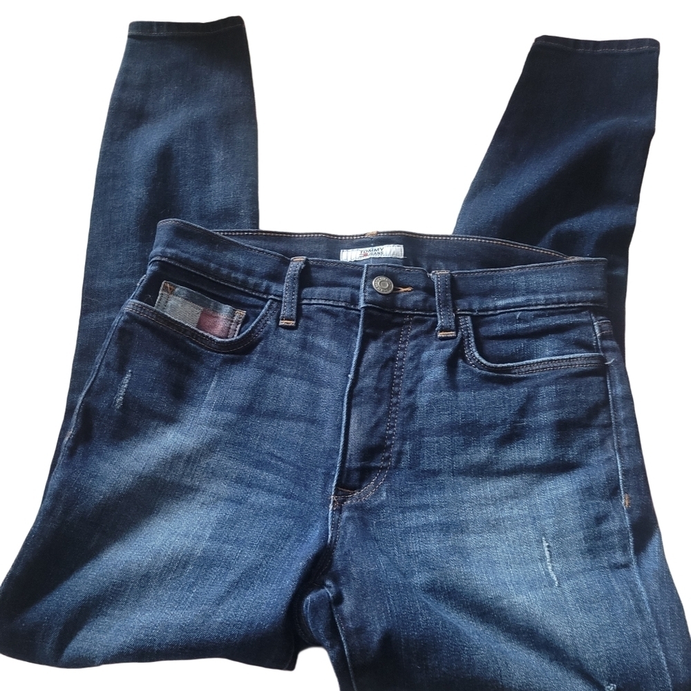 Tommy Hilfiger High Rise Dark Wash Distressed Jeans Sz. 28